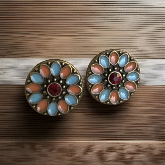 Unbranded Jewelry - Bohemian Flower Earrings, Colorful Enamel Earrings, Vintage Inspired Jewelry